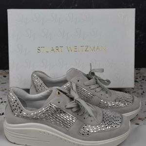Stuart  Weitzman Christa Swarovski Crystals 38.5/8.5 White Leather